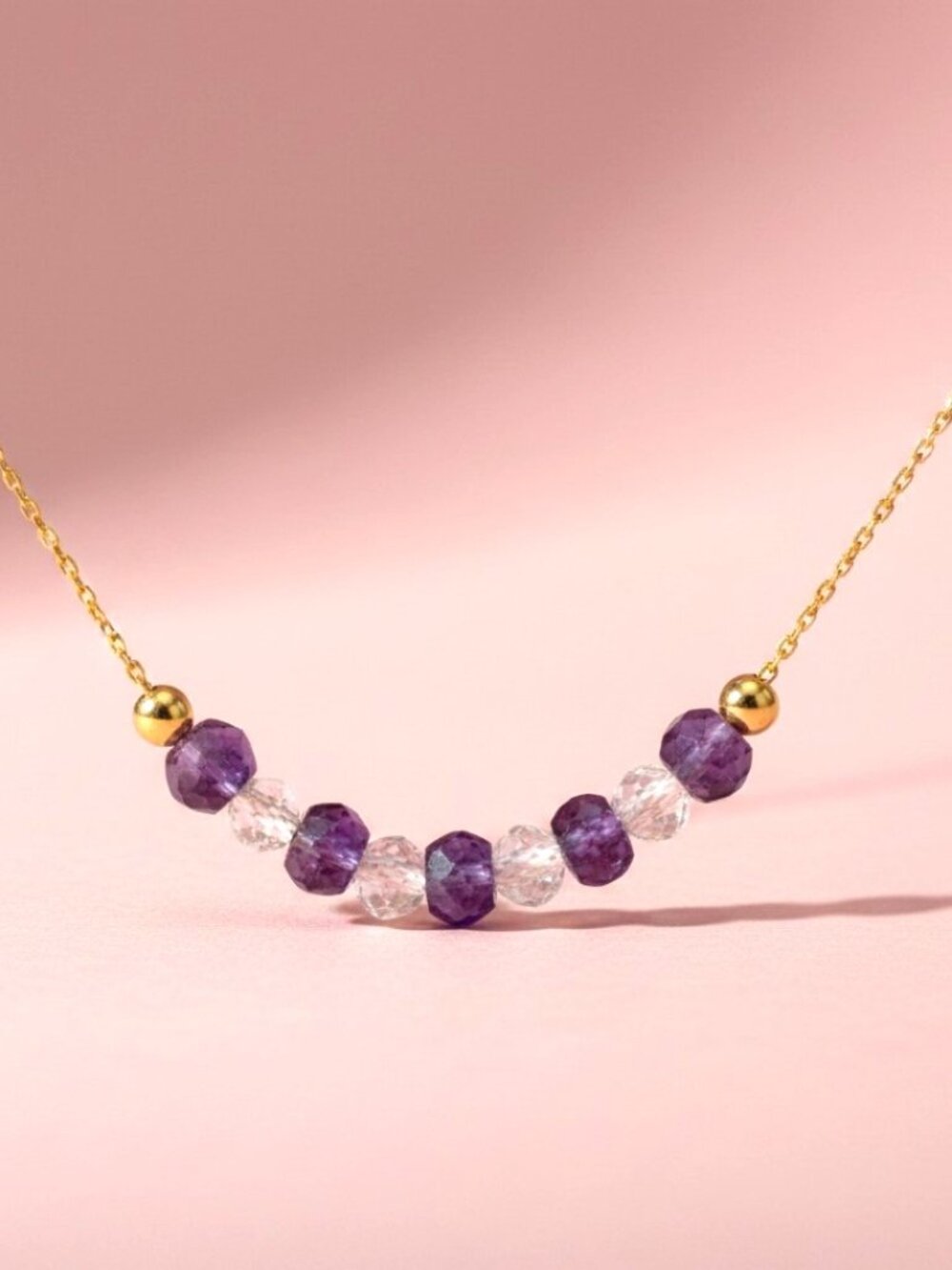 Amethyst and Moonstone Layering Necklace in 14kGold Fill, Minimalist Necklace